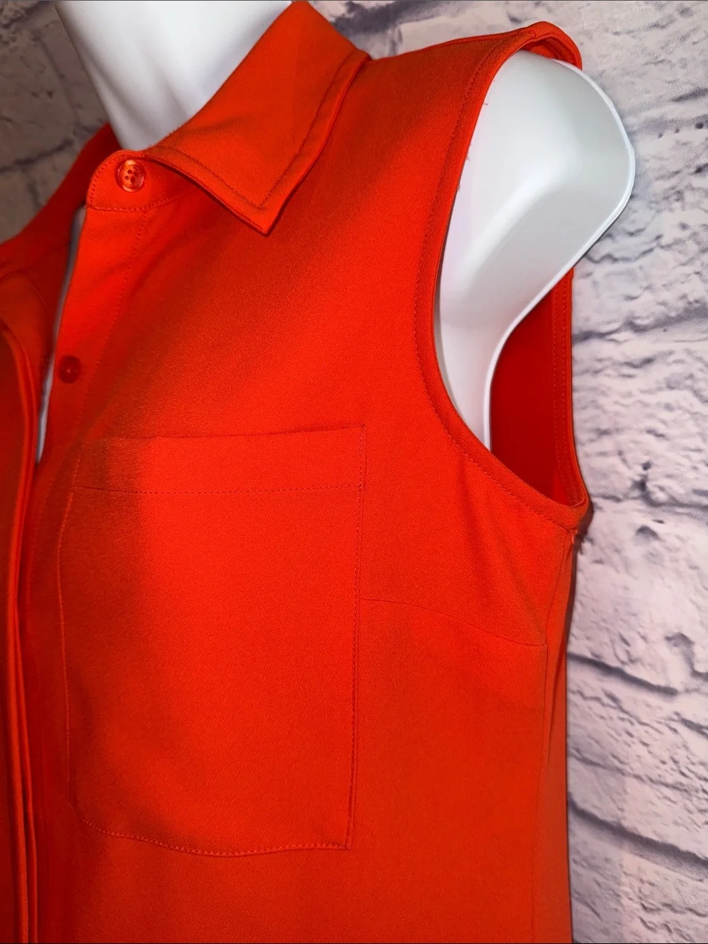 Michael Kors Sleeveless Collared Midi Dress in Vibrant Orange